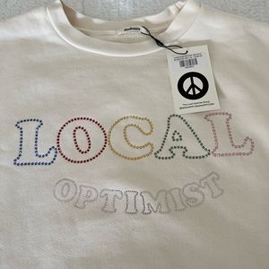 MADHAPPY LIMITED EDITION SWAROVSKI ‘LOCAL OPTIMIST’ HERITAGE CREWNECK NWT
